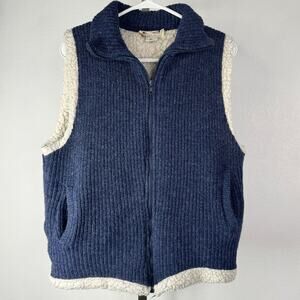 Vintage Sherpa Lined Zip Sweater Vest Blue Size Medium Gropcore
